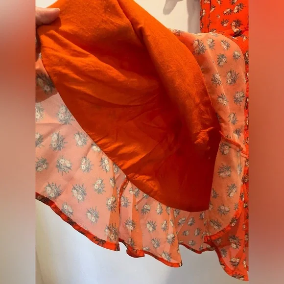 Beach Riot Red Orange Ruffled Wrap Sundress size S - Picture 7 of 13